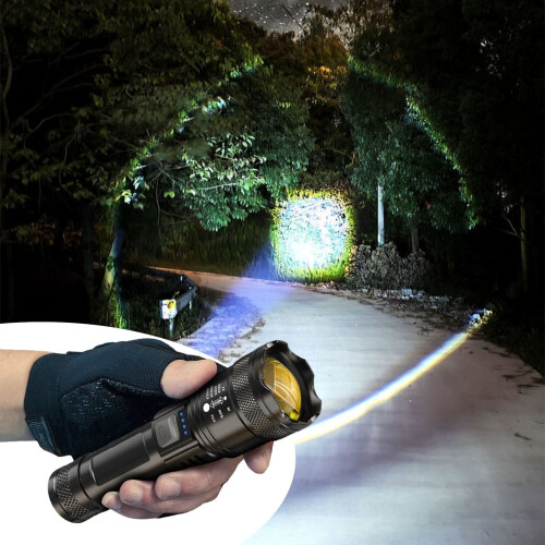100000 Lumen Zoomable LED Flashlight, USB Rechargeable, 2