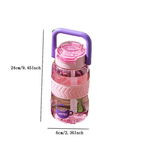 Große, hitzebeständige Wasserflasche mit Strohhalm, 1,5 l 2