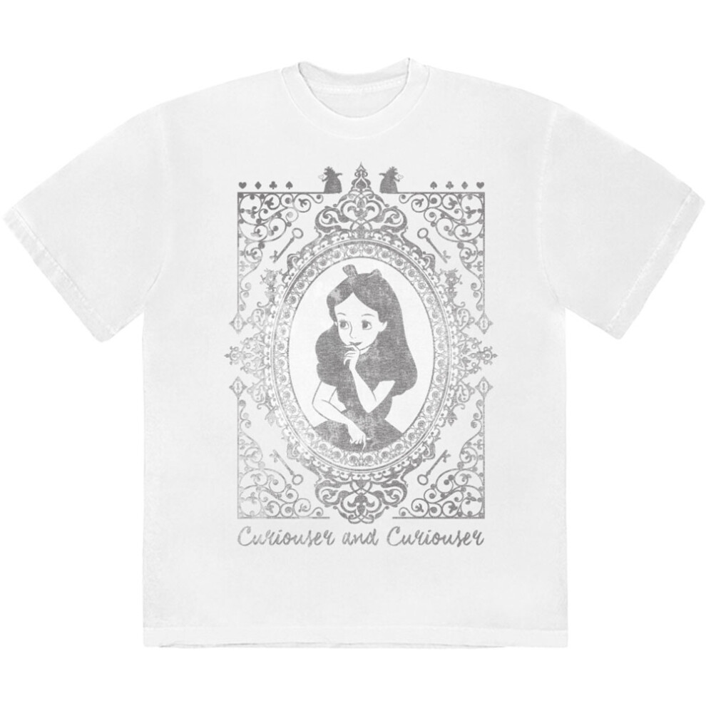 Disney (L, ) Alice In Wonderland Curiouser & Curiouser T Shirt White
