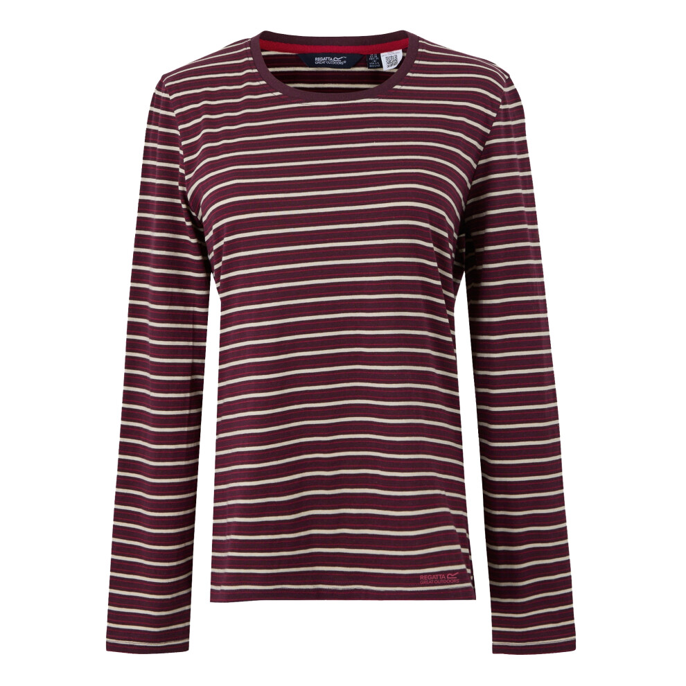 Regatta (12 Uk, Light Vanilla/Mocha) Womens/Ladies Federica Stripe Long-Sleeved T-Shirt