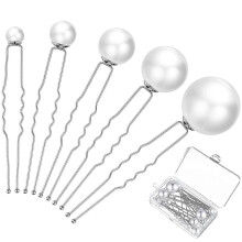 18 Pieces Wedding Pearl Hair Pins Bridal Pearl Rhinestone Hair Pins Hair Accessories for Bride Bridesmaid Women Girls (Silver)