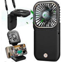 USB-Mini-Ventilator, leiser Hängeventilator, USB-aufladbar, 3000 mAh Akku, 3 Geschwindigkeitsstufen, faltbar und tragbar