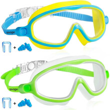 Swim Goggles 2 Pack Anti-Fog Anti-UV Wide View Swimming Goggles for Kids 3-14