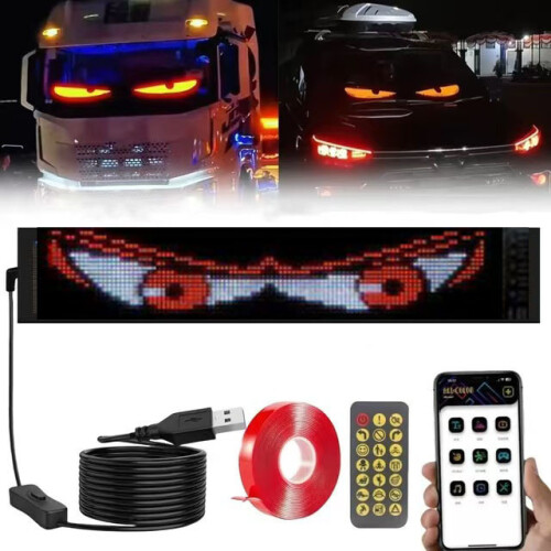 2025 New Models Truck Devil Eye LED Matrix Pixel Panel Soft Foldable Lighting Graffiti Scrolling Stick Up Text Boar Futuristic LED Display