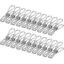 Wasknijpers van roestvrij staal, 100 stuks, 6 cm, robuust, roestbestendig, voor het drogen van wasgoed.