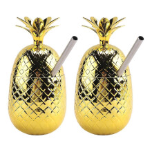 2 Pack Pineapples Drink Cups, 450Ml Pineapples Tumbler with Stretched Straw, Hawaiian Luau Party Cup