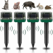 4 Pieces Ultrasonic Solar Mole Repeller, Solar Ultrasonic Repeller, Solar Mole Repellent, Ultrasonic Snake Repeller, IP65 Waterproof Mouse