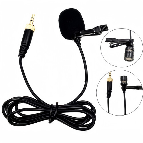 3.5mm Lavalier Lapel Tie Clip Microphone Mic Compatible With Sennheiser Black