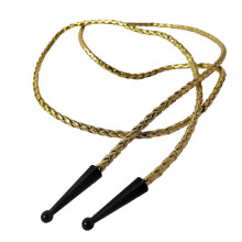 Multipurpose Bolo Tie PU Cord Crafting Kits with Engraved Charm for Craft Project Neck Chain Jewelry Making Accessories Gold PU rope black