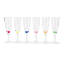 6 Stück LED-Wein- und Champagnerflötengläser, die durch Wasser aktiviert werden und blinken.