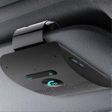 Bluetooth handsfree carkit 5.0 met zonneklepclip, draadloze audio-ontvanger, speakerphone, muziekspeler en dubbele microfoon.