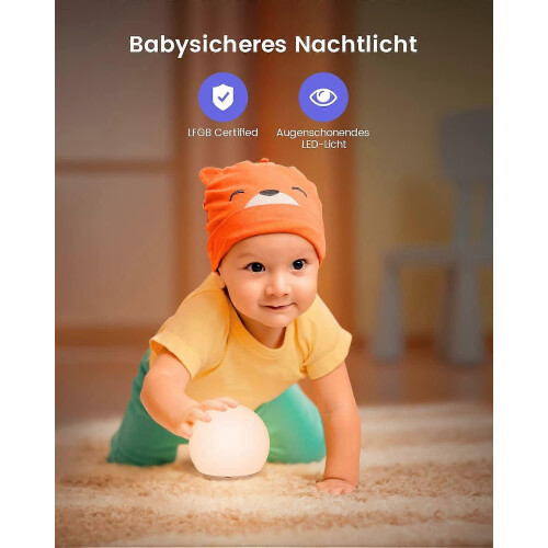Toddler Night Light, Baby Nursing Night Light, Night Light - Dimmable, Memory Function, Timer, RGB Color Changing, Usb Side Charging(LFGB, 1