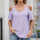 Women's Short-Sleeved Casual Off-Shoulder Top,-White S 4