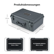 Waterdichte harde cameratas van 22 inch met verstelbaar schuim.
