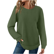 Tops Color for Women Loose Fit Knit Long Sleeve-Amy Green XXL