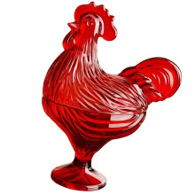 Glass Candys Jar with Lid Cocks on Nest Candy Dish,Candy-Red