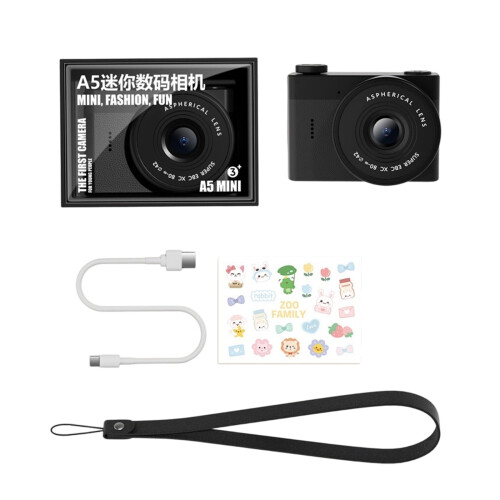 Mini Digital Camera 720P Mini Retro Digital Camera Tiny-Black