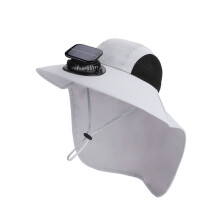 Solar Powered Fan Hat with USB Solar Charging-Light Gray