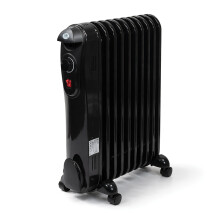 Prem-I-Air Black 9 Fin 2kW Oil Filled Radiator with Castors