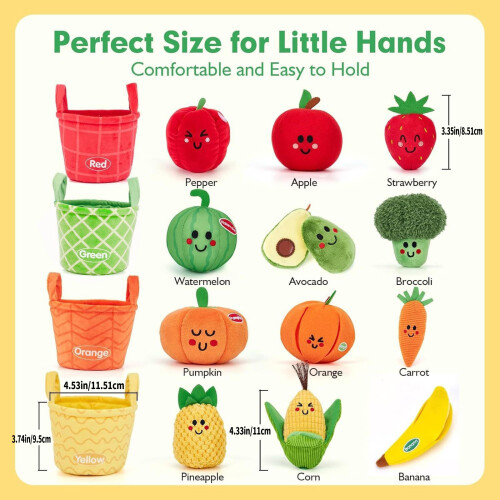 Washable Fabric Plush Toy for Babies Color Sorting Activity with 2