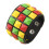 Three Row Square Stud Punk Style Leather Bracelet-Yellow green 1