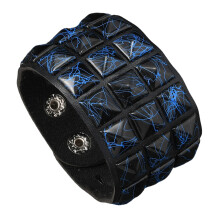 Adjustable Punk Bracelet with Square Studs in Soft PU-dark blue