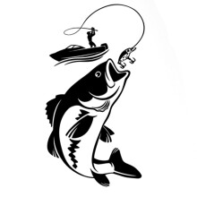 Easy Cleaning Vehicle Sticker Decal With Fishing Theme-Black