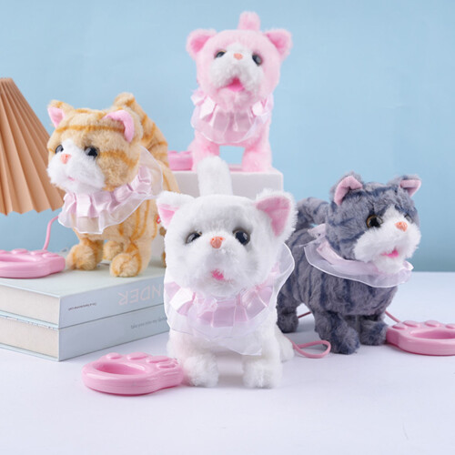 Plush Electronic Pet Cats Toddler Interactive Toy Remote-White 2