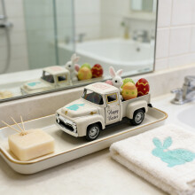 Paashaasauto's Diecast-modellen - Paasdecoratie- Romig wit