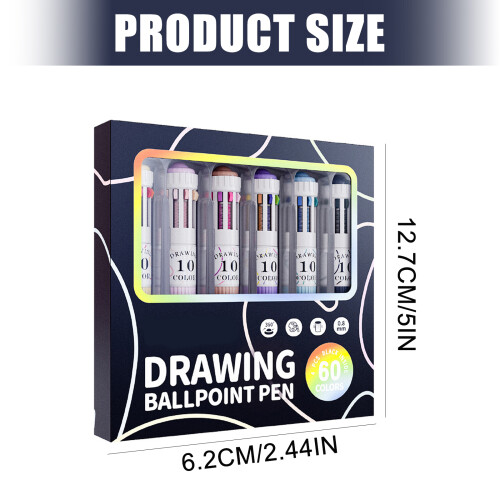 3/6 Stück mehrfarbiger Stift, 10-Farben-in-1-Journaling-Stift-1 1