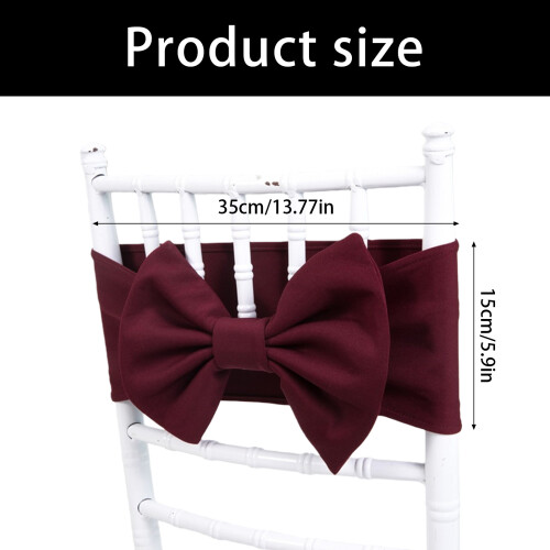 Elastische Slip-on-Stuhlschärpen, Stuhlschleifen für-Pflaume 2