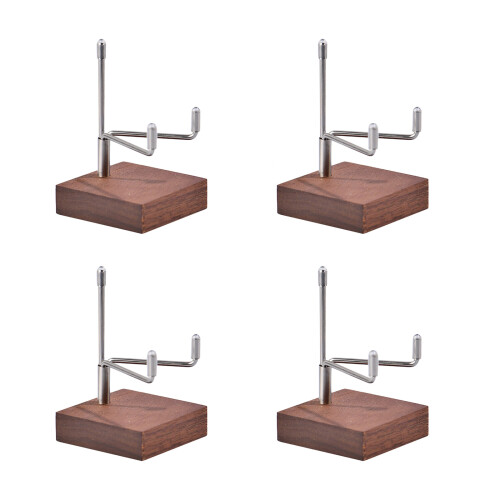 4Pieces Contemporary Craft Showcases Stand Metal Frame-walnut