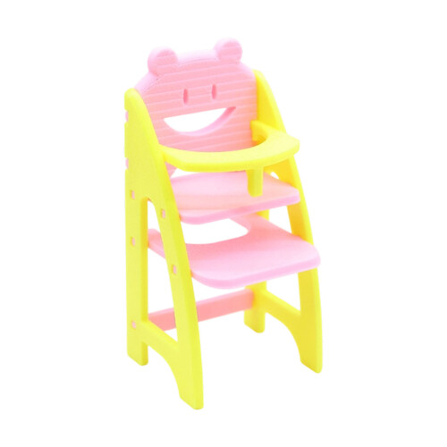 Chaise haute miniature pour bébé, échelle 1/12,-rosejaune