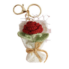 Porte-clés de fleurs en Crochet fait à la main, porte-clés de-10