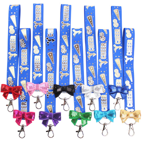 10 Cheer Keyrings Colorful Polyester Soft Touch Keychains-Blue