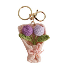 Artistic Knitted Floral Bouquet Keychain Handmade Crochet-12