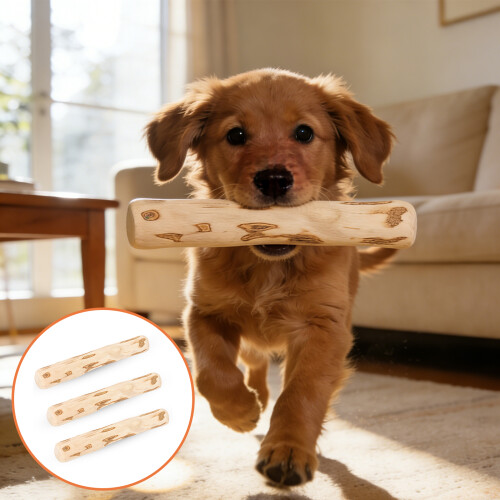 Bâton à mâcher en bois biodégradable pour chien, 3 pièces, bâton 1