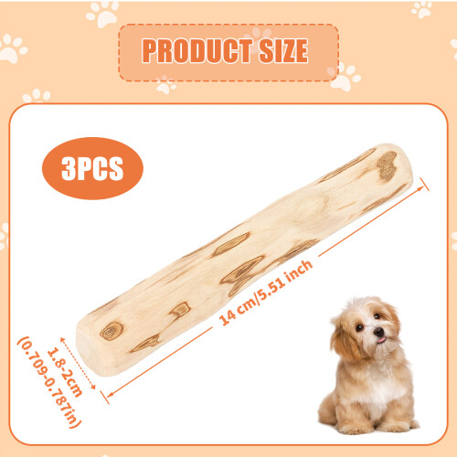 Bâton à mâcher en bois biodégradable pour chien, 3 pièces, bâton 2