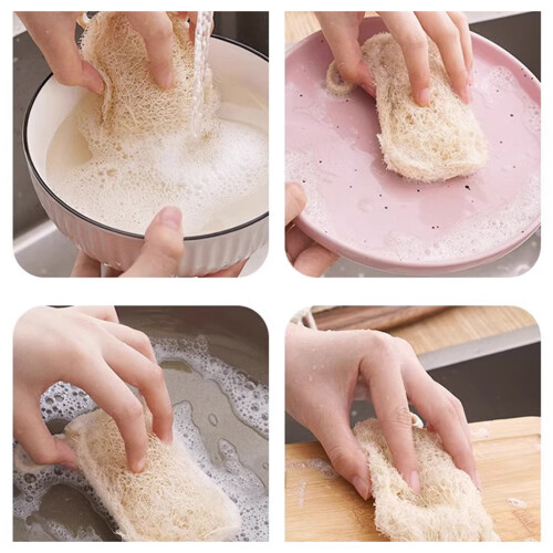 6Pcs Loofah Sponge Natural Gentle Scouring Pad Molds Resistant 2