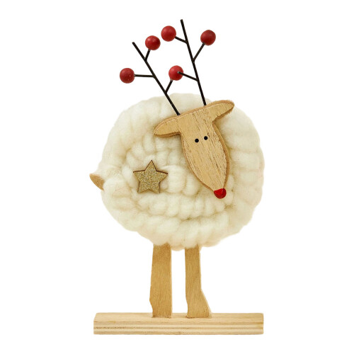 Plush Wool Felt Christmas Figure Decoration with Wood Base-E