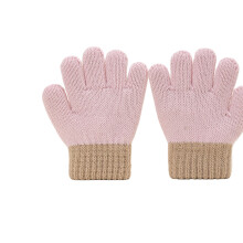 Baby Thermal Knitted Gloves Stretchable Soft Mittens-gray pink