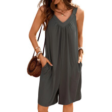 Women's Summer Sleeveless Jumpsuits Casual Rompers-Dark Grey XL