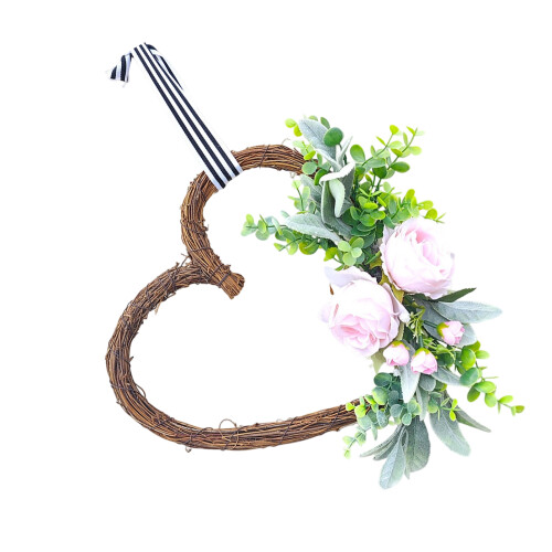 Valentine's Day Wreath Decoration Heart Shaped Artificial Rose