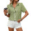 Women's Plaid Button Down Shirt Summer Gingham-light green XL 1
