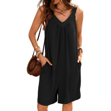 Women's Summer Sleeveless Jumpsuits Casual Rompers-Black XL