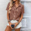 Women's Plaid Button Down Shirt Summer Gingham-light green XL 4