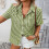 Women's Plaid Button Down Shirt Summer Gingham-light green XL 6