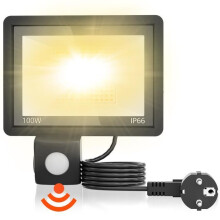 Éclairage de sécurité extérieur - UISEBRT - 100 W - Détecteur de mouvement - IP66 - Blanc chaud_Noir_Cadeau surprise