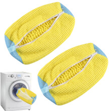 2 pcs Laundry Shoe Bags compatible Washing Machine and Dryer, Reusable Shoe Bag compatible Cleaning_yellow_Surprise Gift