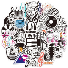 50 Pcs Music Lover Stickers, Trendy Music Symbol Stickers compatible Guitar Laptop Water Bottle Phone Scrapbook, Cute Wa_Surprise Gift